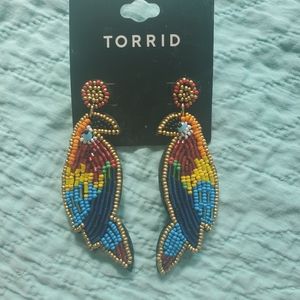 NWT Torrid Parrot Large Earrings Beaded Parrot Dangle Earrings